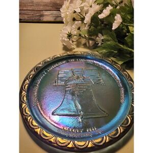 Liberty Bell Iridescent Carnival Glass Plate Bicentennial Collectible